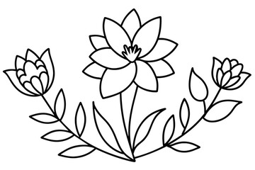 hand drawn floral flowers line art vector illustration