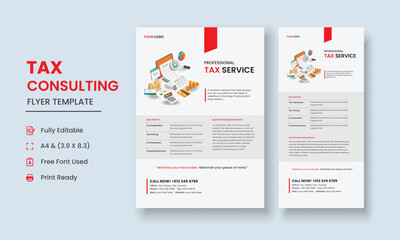 Tax Consulting Flyer Template, Tax and Consulting Services Flyer, Tax Consulting DL Flyer, Roll Up Banner