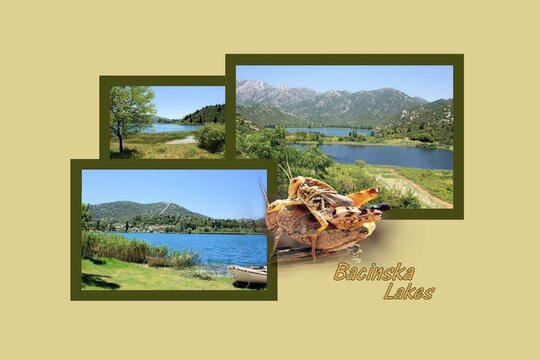 postcard design for the Bacina lakes in Croatia