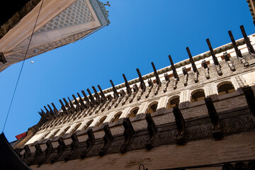 Perspective view on  'House of the Clock, Dar al-Magana, weight-powered water clock.  Fez, Medina of the old city Morocco

