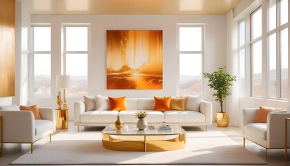 white and gold theme modern interior