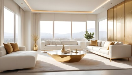 white and gold theme modern interior