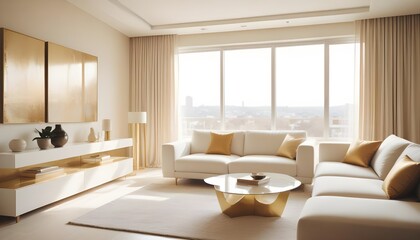 white and gold theme modern interior