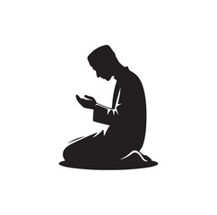 Muslim Praying silhouette. praying symbol illustration