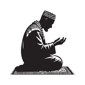 praying muslim man silhouette on prayer rug clip art preview