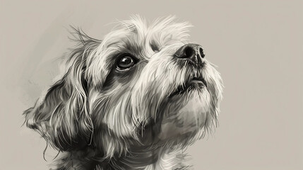 Akipoo Dog Portrait Pencil Drawing Sketch