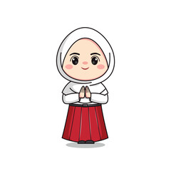 indonesian elementary school student cute hijab girl character