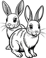 illustration of rabbits isolated on white background eps 10