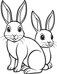 baby rabbits outline illustration eps 10