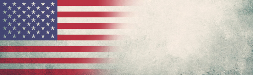 Fototapeta premium American flag, textured grunge wall background, US election, citizens of America voting president, Memorial Day, Labour Day, banner 