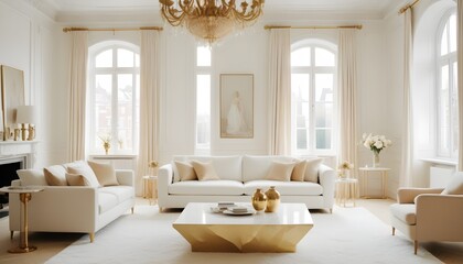 white and gold theme modern interior