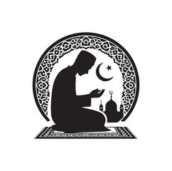 Muslim Praying silhouette. praying symbol 
illustration