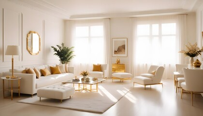 white and gold theme modern interior