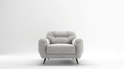 Comfortable and modern armchair in gray color isolated on a white background