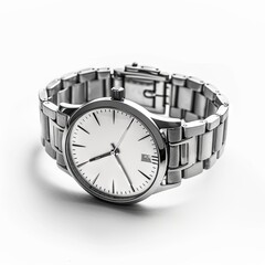 Isolated silver watch on white background