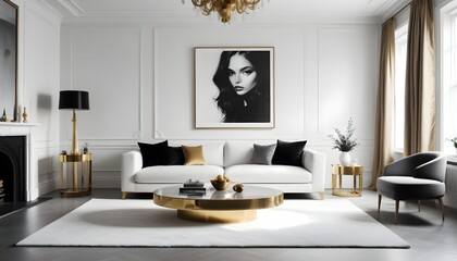 white and gold theme modern interior