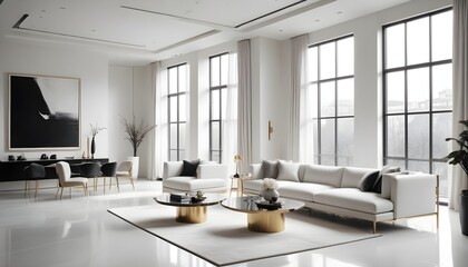 white and gold theme modern interior
