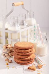 Tasty and sweet pistachio cookies baked in a home bakery.
