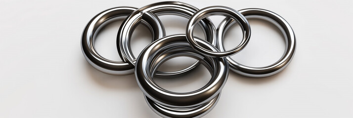 Fototapeta premium silver metal rings isolated on white background 