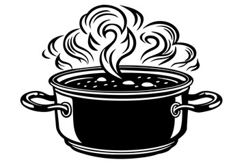 Pot on fire icon cooking burn flame