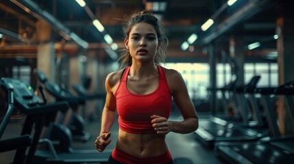 Fototapeta premium The Woman Running Indoors