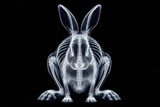 X ray scan of rabbit Isolated on black background