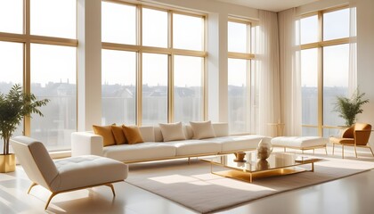 white and gold theme modern interior