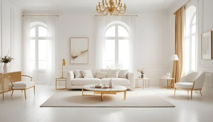 white and gold theme modern interior