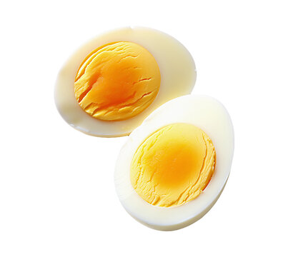 Halved hard-boiled egg with a smooth, yellow yolk.