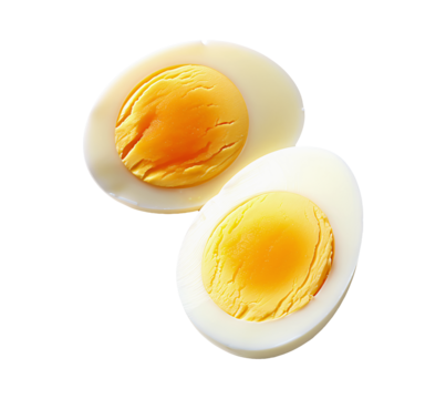 Halved hard-boiled egg with a smooth, yellow yolk.