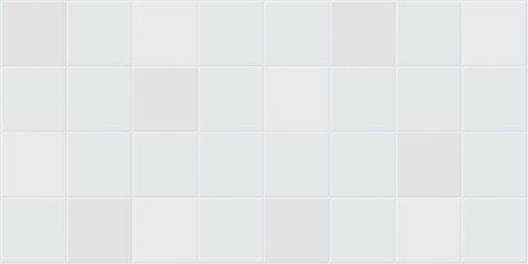 Seamless texture pattern of white gray tile floor or wall. New clean surface in top view for background. Decorative finishing material for decoration in bathroom or kitchen. Vector illustration.