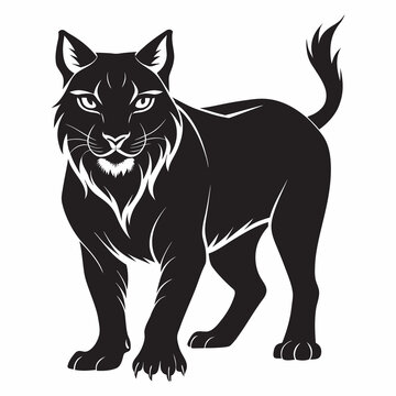 recommend clip art: silhouette lynx  vector illustration white background
                    
