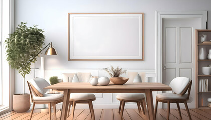 Natural Elegance: Home Interior with Frame and Wooden Decor