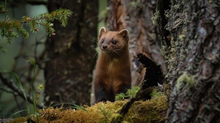 Obraz premium American marten living in the northern forest