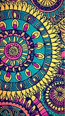 Colorful Mandala Pattern Design With Yellow, Teal, Pink and Black Colors