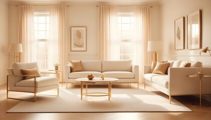 white and gold theme modern interior