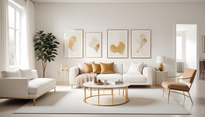 white and gold theme modern interior
