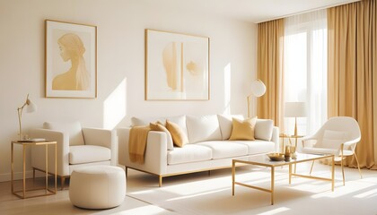 white and gold theme modern interior