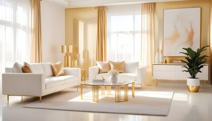 white and gold theme modern interior