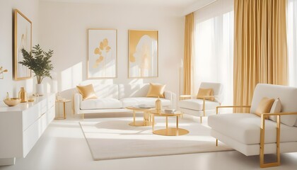white and gold theme modern interior