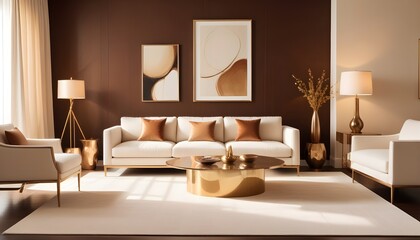 white and gold theme modern interior