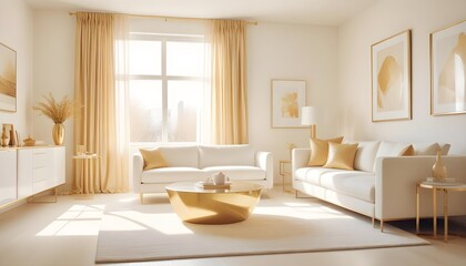 white and gold theme modern interior