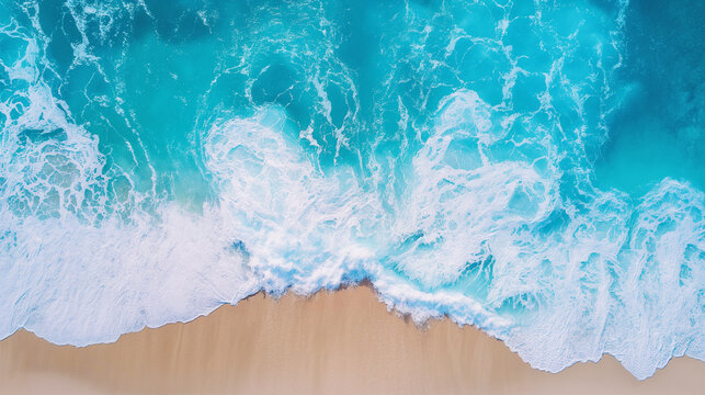 Areial seashore topview softwave and sandy beach