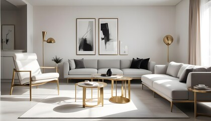 white and gold theme modern interior