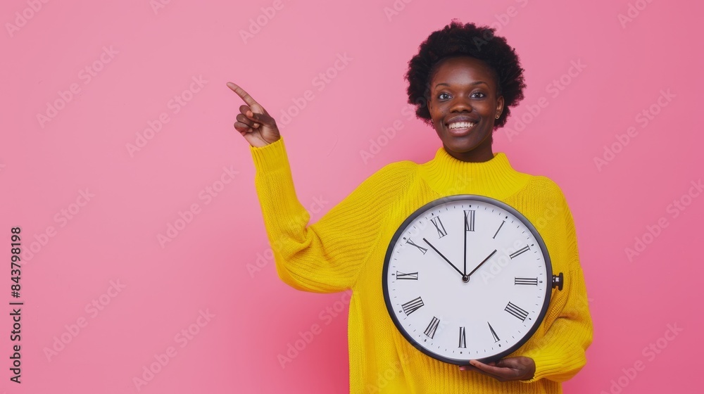 Wall mural the woman with the clock