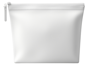 White zippered pouch isolated on white background. Perfect for branding and design mockups.