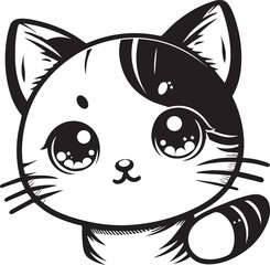 Art & Illustration, vector silhouette of a cat in black and white, vector, isolated black silhouette of a cat, collection