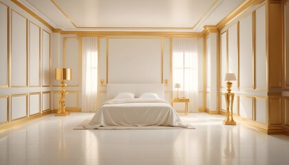 white and gold theme modern interior