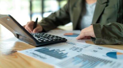 Hands using a calculator