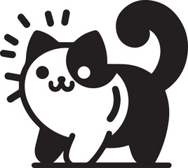 Art & Illustration, vector silhouette of a cat in black and white, vector, isolated black silhouette of a cat, collection